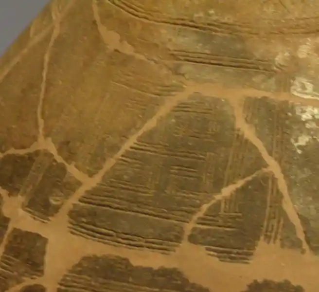 Clay vase, swastika with square spiral arms